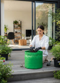 GoHooked green woven fabric grow bag, 12" x 12", for terrace gardening vegetables and fruits.