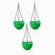 Go Hooked Flower Pots | Hanging Planter | Metal Hanging Chain | Beautiful Hanging Flower Pots | Crystal Plastic | Shaped Pots for Home Garden Balcony | Green | Pack of 3 | Round