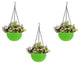 Go Hooked Green Hanging Planters, 7.1" Diameter, 4.8" Height, 3mm Thickness, 13" Chain, 3 Pieces