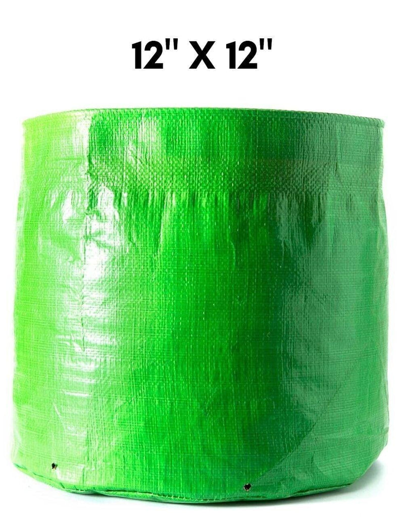 GoHooked 12" X 12" green HDPE fabric grow bag for terrace gardening, planting vegetables, fruits, and leafy greens. Durable and UV resistant.