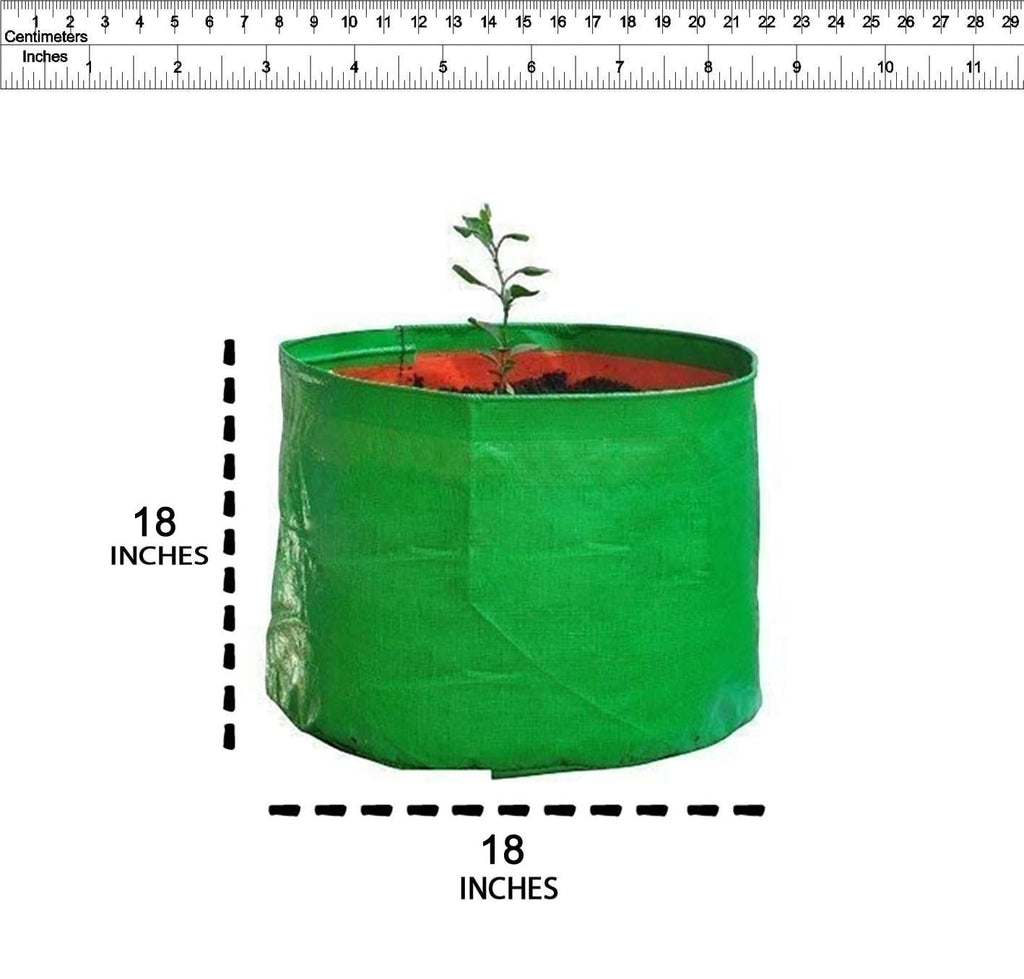 GoHooked green HDPE grow bag, 18x18 inches, UV treated, ideal for terrace and balcony gardening.