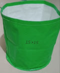 GoHooked pack of 5 green HDPE grow bags, 12" x 12" round planting containers for terrace gardens.
