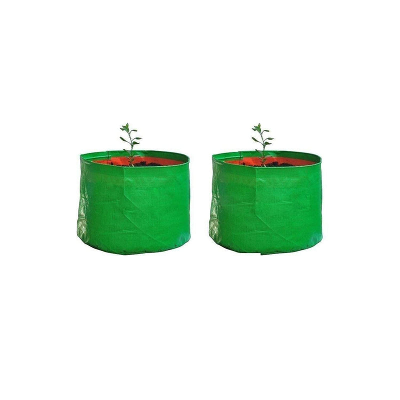 GoHooked pair of 9"x9" green HDPE grow bags for terrace gardening, UV treated for durability.