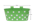 Go Hooked green metal oval hanging planter with white polka dots, 12 inch