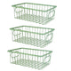 Go Hooked Metal Storage Basket 10 Inch | Storage Organizer Basket Bin | Cosmetic and Sundries Storage Basket for Home and Office Organization | Modern Wire Grid Design Basket (Pack of 3, Green)