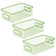 Bianco Multipurpose 10" Metal Bathroom Storage Organizer Basket Bin - Modern Wire Grid Design - for Organization in Cabinets, on Countertops, Bedroom, Bathroom, Garage (Pack of 3, Green)