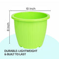 GoHooked 10-inch green plastic duro flower pot, lightweight and durable for indoor/outdoor gardening.