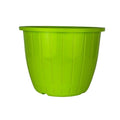 GoHooked 8-inch green plastic flower pot with tray, durable and UV-stabilized for indoor/outdoor gardening.