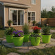 Set of Six Ribbed Round Plastic Planters