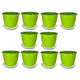 Go HookedPlastic Duro Flower Pot for Gardening, Indoor/Outdoor Planter-Green (8 Inch)(Pack of 10 with Tray)
