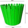 Go Hooked 11-inch green plastic garden fence pot with picket-style detailing. Durable and lightweight.