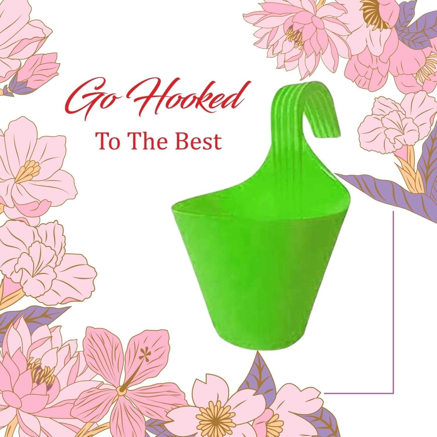 Go Hooked green plastic hanging planter, 22 cm diameter, 17 cm height, ideal for vertical gardens and balconies.
