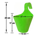 GoHooked green plastic hanging planter with hook, 22 cm diameter, 17 cm height, 29 cm total height.