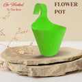 Go Hooked green plastic hanging planter, 22 cm diameter, 17 cm height, ideal for balconies and vertical gardens.