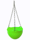 GoHooked green plastic hanging crystal planter with diamond pattern and metal chain. Set of 3.