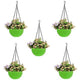 Go Hooked Plastic Hanging Planter, Green, Pot Diameter-7.1 Inch, Pot Height - 4.8 Inch, Pot Thickness -3 mm, Chain Length -13 inch approx., 5 Pieces