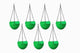 Go Hooked Round Crystal Plastic Flower | Hanging Planter with Metal Hanging Chain |Beautiful Hanging Flower Pots for Home Garden Balcony |Green |Pack of 7