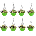 GoHooked green plastic hanging pot with woven texture, 7.1 inch diameter, set of 8.