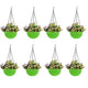 Go Hooked Hanging Plastic Pot | Green | Diameter 7.1 Inch | Height 4.8 Inch | Thickness 3 mm | Chain Length 13 Inch Approx. | 8 Pieces