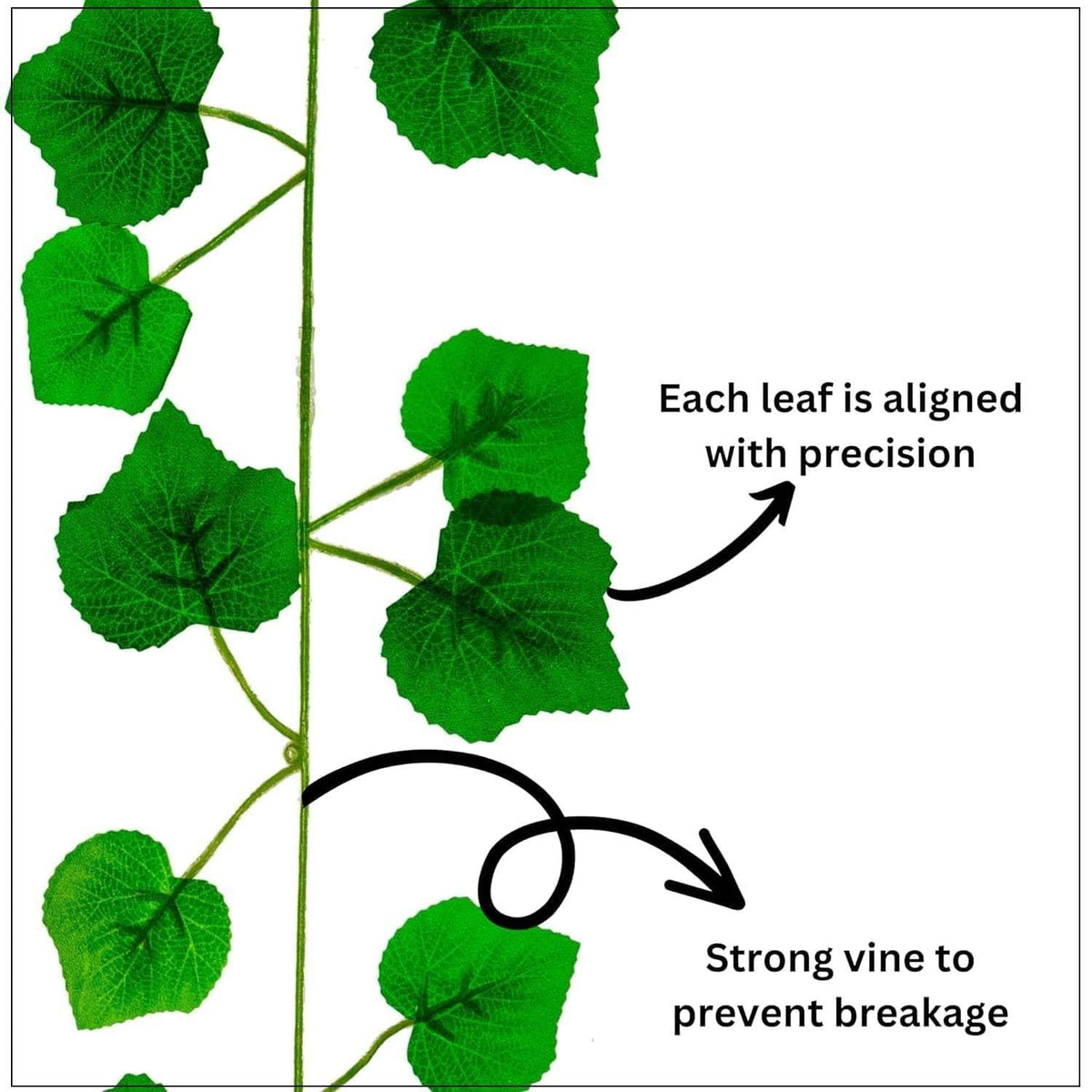 GoHooked green plastic linden leaf artificial creeper garland with detailed leaves and strong vine.