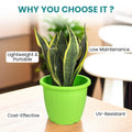 GoHooked 10-inch green plastic planter pot with vertical ribbed design, lightweight and UV-resistant.