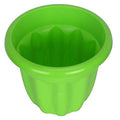 GoHooked 8 inch bright green plastic planter pot with fluted sides and a wide rim, suitable for indoor or outdoor use.