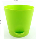Go Hooked green plastic planter pot with a self-watering feature, 11cm diameter and height.