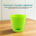 GoHooked green plastic planter pot with a self-watering reservoir, perfect for indoor or outdoor use.