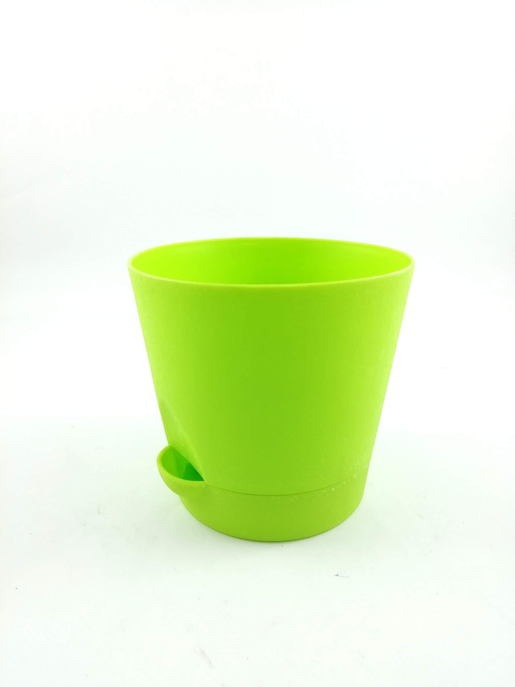 Go Hooked green plastic planter pot with self-watering feature, 11cm diameter, set of 2