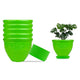 Go Hooked Plastic Planter Pots Set of 6 with Saucer Tray | Flower Pots for Home, Office Garden Dcor | Green 6 Inch Victor Pot for Indoor Outdoor Plants | Stylish & Modern Design Plant Containers