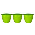 GoHooked set of 3 green plastic planters with a modern ribbed design, suitable for indoor or outdoor gardening.