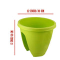 GoHooked 12-inch green plastic railing planter, set of 2, for balcony decor