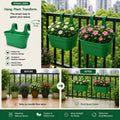 GoHooked green plastic railing hanging planter pot with double hook, perfect for balcony and garden fence.