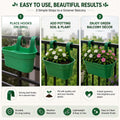 GoHooked green plastic railing hanging planter pot with double hooks, set of 5, rectangular shape for balcony decor.