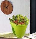 Go Hooked 12-inch green plastic railing planter with succulent plants. Set of 3.