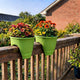 Go Hooked Flower Pots | Railing Pots | Hanging Planters | Flower Pots | 12 Inch | Green | Set of 2