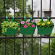 Go Hooked 12 Inch Plastic Railing Hanging Planter Pot Set of 3 | Rectangular Flower Pots with Double Hook for Garden Fence Balcony Indoor Outdoor Home Décor | Durable Plant Container (Green)
