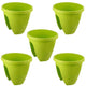 Go Hooked Plastic Railing Pots and Planter, Flower Pots (12 Inch, Green, Set of 5)