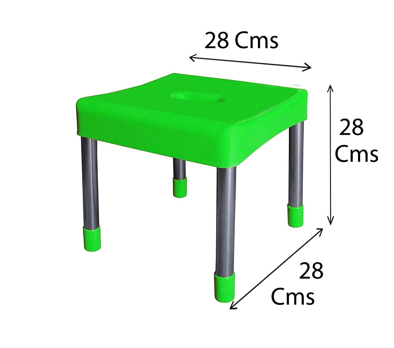 GoHooked green plastic and steel multipurpose stool, 28cm square and height, ideal for kitchen or bathroom.