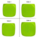 GoHooked green plastic square Tulsi pot with Om, Swastika, Jai Shri Ram, and Rama motifs. Lightweight and durable.