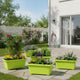 Go Hooked Rectangular Plastic Pots for Plants, Jupiter Flower Pots for Home, Window Display, Garden (Set of 5, Green) (35 x 18.5 x 15 cm)