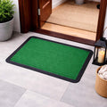 GoHooked green rubber door mat with ribbed texture and black border for home entrance and indoor use.