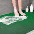GoHooked green anti-skid rubber bathroom mat with triangular drainage pattern for wet shower floors