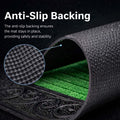 GoHooked green rubber door mat with ribbed surface and decorative border showing anti-slip textured backing detail