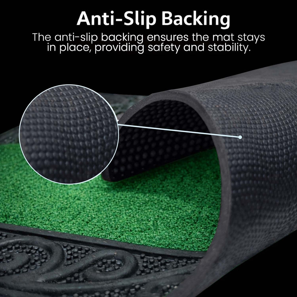 GoHooked green rubber door mat with anti-slip backing and textured surface for dust control at home entrances