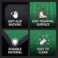 GoHooked green rubber door mat featuring anti-slip backing, ribbed dirt-trapping surface, and easy-clean material.