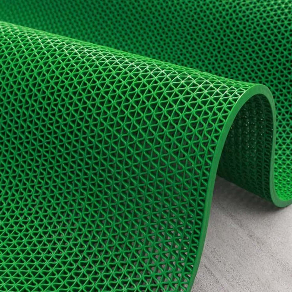GoHooked green anti-skid rubber bathroom mat with a triangular drainage pattern for wet areas and showers.