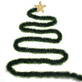 GoHooked green tinsel garland with a star topper, shaped like a Christmas tree. Plastic material.