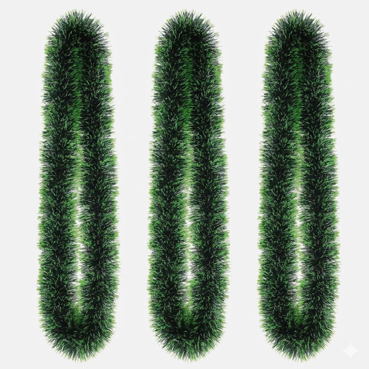 GoHooked 5 Pcs Green Artificial Tinsel Garland for Christmas Tree Decoration, Plastic, 180cm length