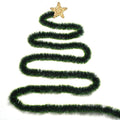 GoHooked green tinsel garland with a star topper, shaped like a Christmas tree. Plastic material.